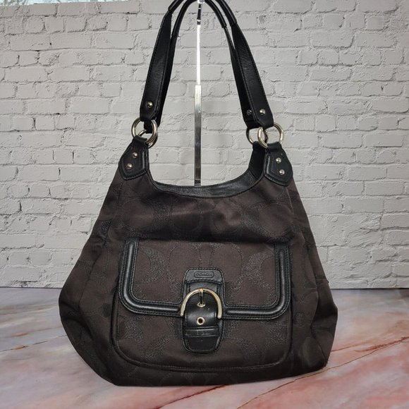 Coach Handbags - Coach F26245 Campbell Signature Metallic Hobo Purse Shoulder Bag Womens Black
